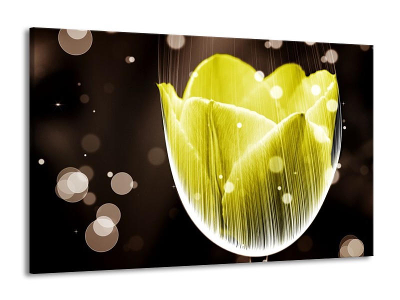 Canvas schilderij Tulp | Geel, Grijs | 140x90cm 1Luik