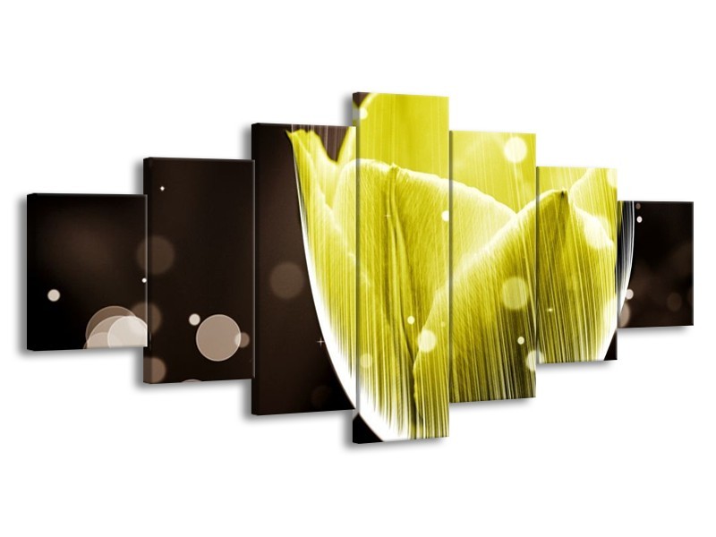 Canvas schilderij Tulp | Geel, Grijs | 210x100cm 7Luik