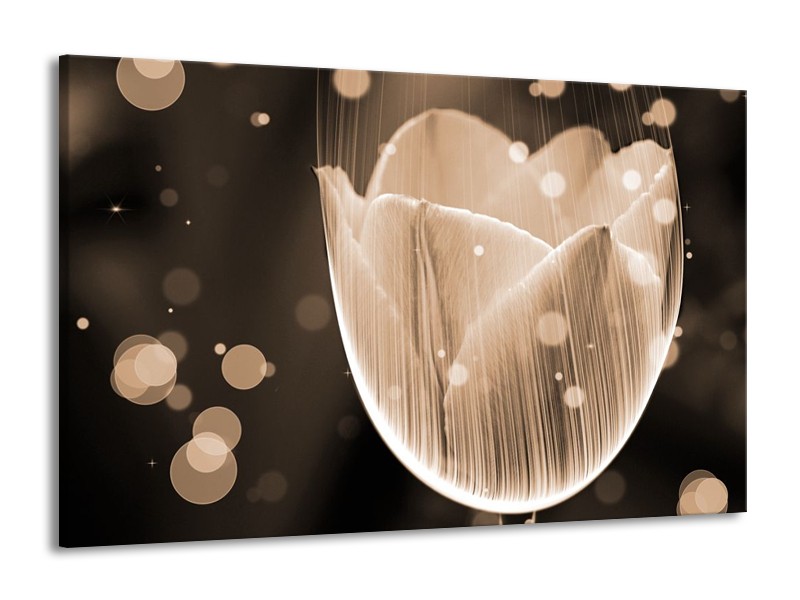 Canvas schilderij Tulp | Grijs, Zwart | 140x90cm 1Luik