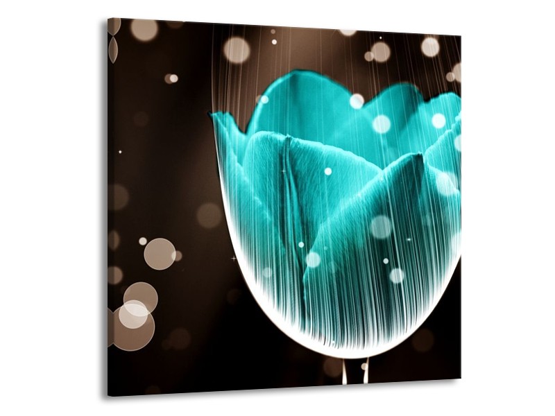 Canvas schilderij Tulp | Blauw, Zwart | 50x50cm 1Luik