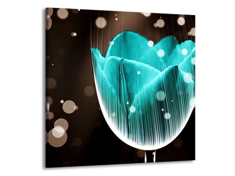 Canvas schilderij Tulp | Blauw, Zwart | 70x70cm 1Luik