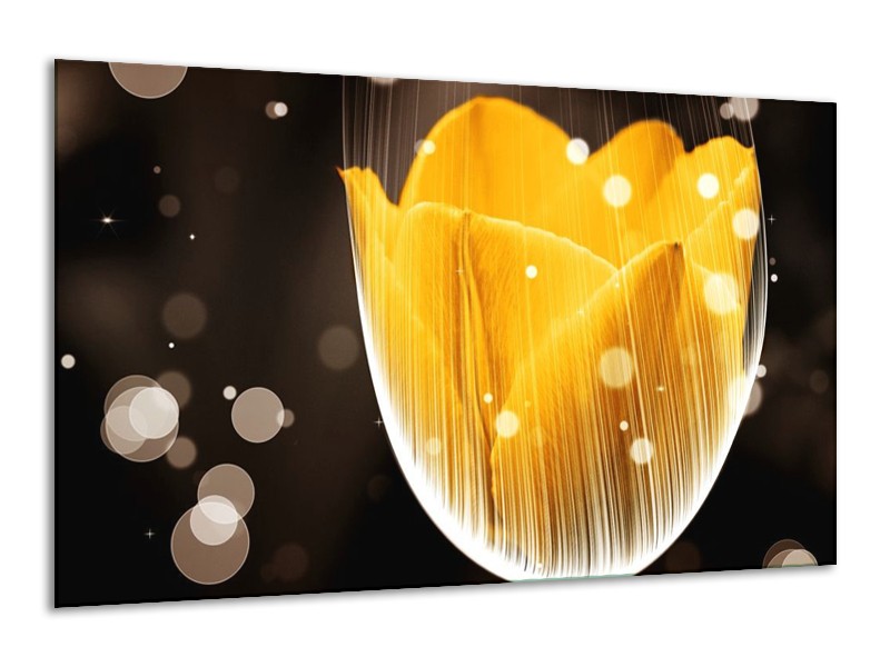 Canvas schilderij Tulp | Geel, Bruin | 120x70cm 1Luik