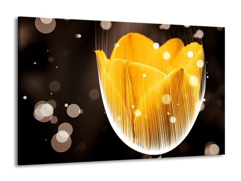 Canvas schilderij Tulp | Geel, Bruin | 140x90cm 1Luik