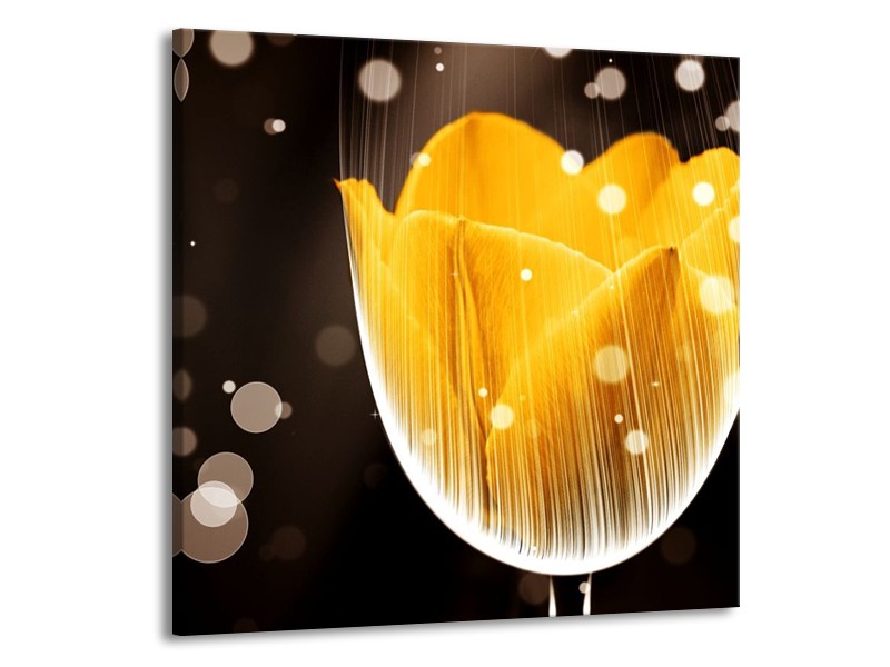 Canvas schilderij Tulp | Geel, Bruin | 50x50cm 1Luik