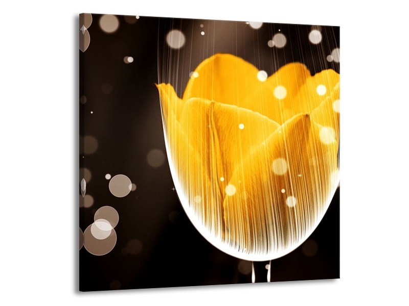 Canvas schilderij Tulp | Geel, Bruin | 70x70cm 1Luik