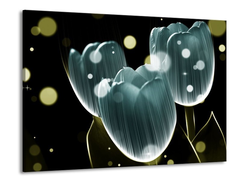 Canvas schilderij Tulp | Blauw, Zwart | 100x70cm 1Luik