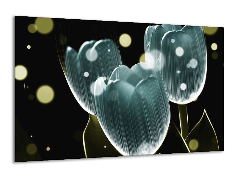 Canvas schilderij Tulp | Blauw, Zwart | 120x70cm 1Luik