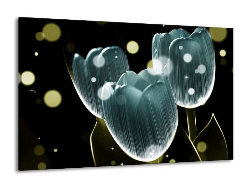 Canvas schilderij Tulp | Blauw, Zwart | 140x90cm 1Luik