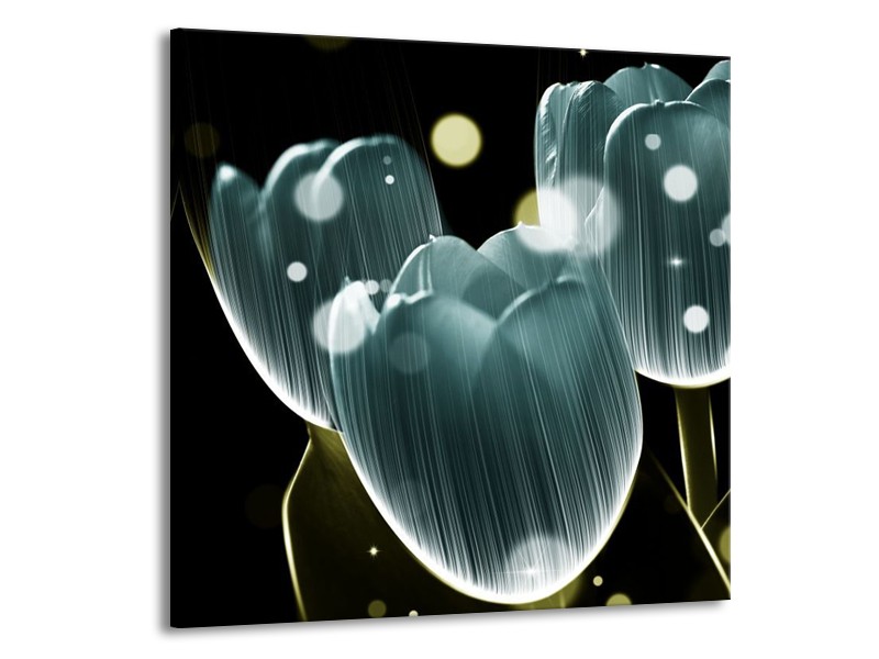 Canvas schilderij Tulp | Blauw, Zwart | 50x50cm 1Luik