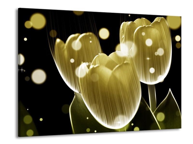 Canvas schilderij Tulp | Geel, Zwart | 100x70cm 1Luik