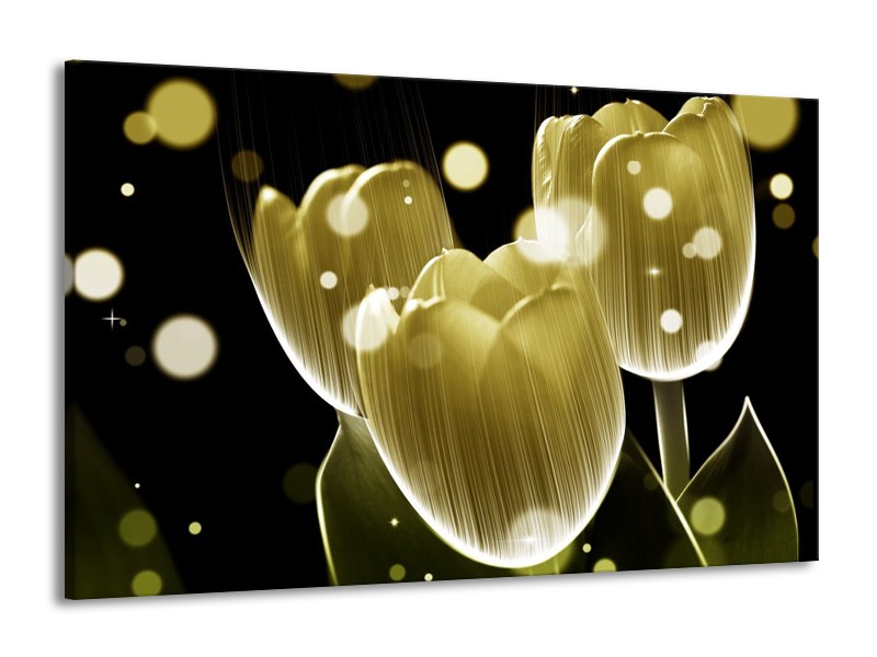 Canvas schilderij Tulp | Geel, Zwart | 140x90cm 1Luik