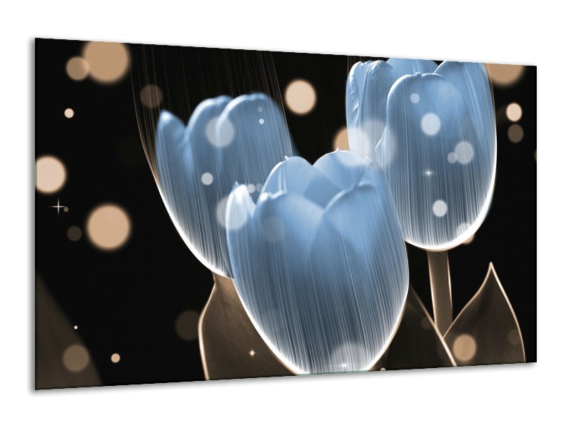 Canvas schilderij Tulp | Blauw, Zwart | 120x70cm 1Luik