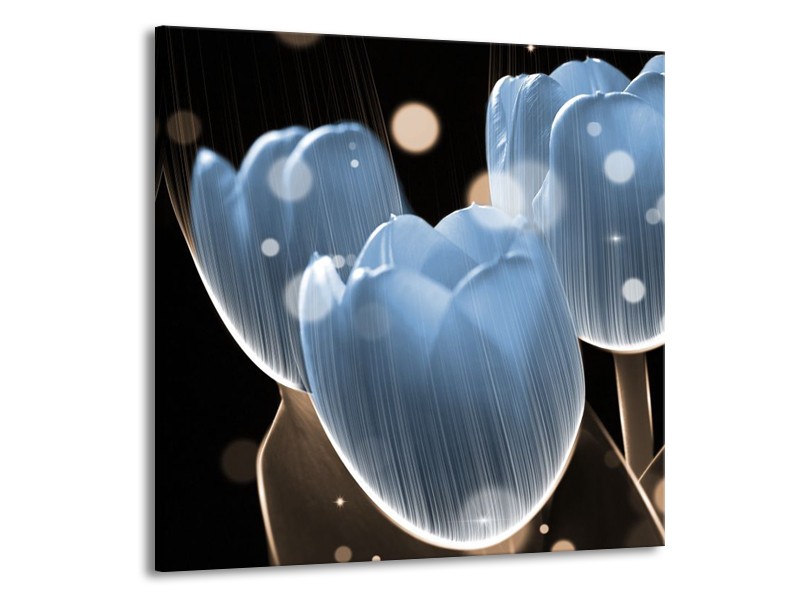 Canvas schilderij Tulp | Blauw, Zwart | 50x50cm 1Luik