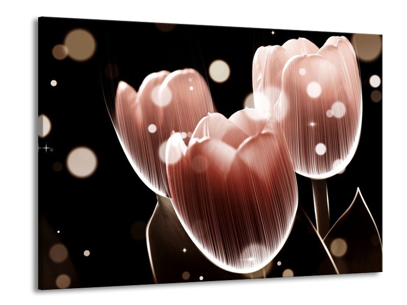 Canvas schilderij Tulp | Bruin, Zwart | 100x70cm 1Luik