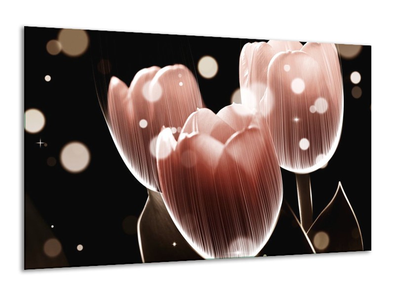 Canvas schilderij Tulp | Bruin, Zwart | 120x70cm 1Luik