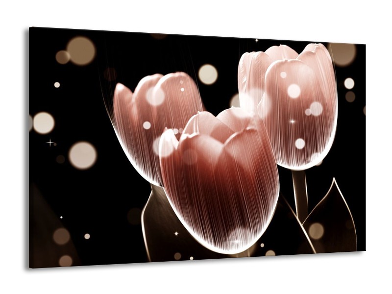 Canvas schilderij Tulp | Bruin, Zwart | 140x90cm 1Luik