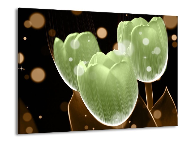 Canvas schilderij Tulp | Groen, Zwart | 100x70cm 1Luik