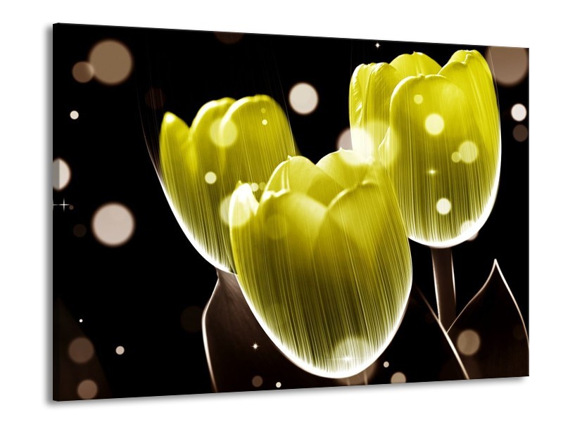 Canvas schilderij Tulp | Geel, Zwart | 100x70cm 1Luik