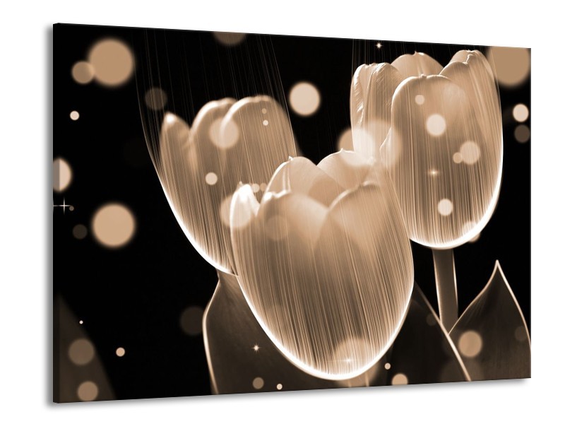 Canvas schilderij Tulp | Grijs, Zwart | 100x70cm 1Luik