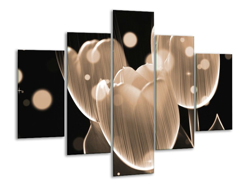 Glas schilderij Tulp | Grijs, Zwart | 100x70cm 5Luik