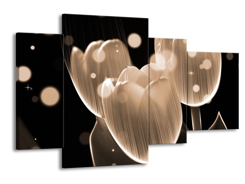 Glas schilderij Tulp | Grijs, Zwart | 120x75cm 4Luik