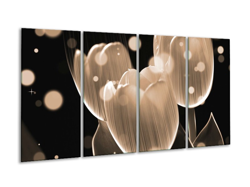 Glas schilderij Tulp | Grijs, Zwart | 160x80cm 4Luik