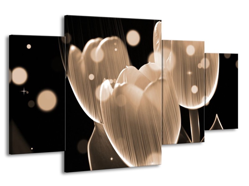 Glas schilderij Tulp | Grijs, Zwart | 160x90cm 4Luik