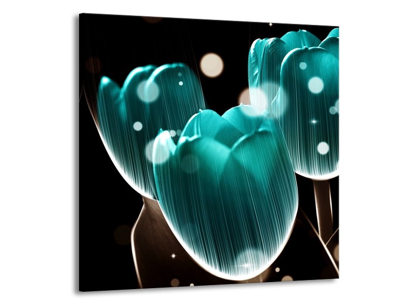 Glas schilderij Tulp | Blauw, Zwart | 50x50cm 1Luik
