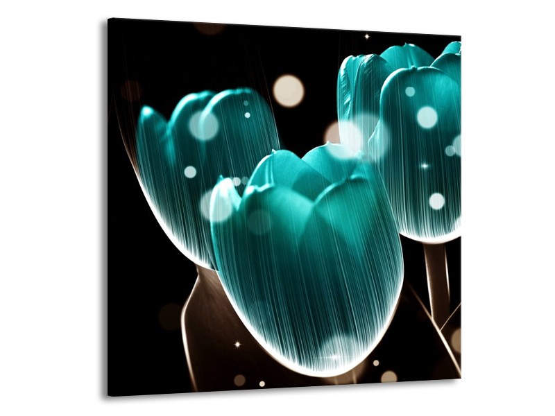 Glas schilderij Tulp | Blauw, Zwart | 70x70cm 1Luik