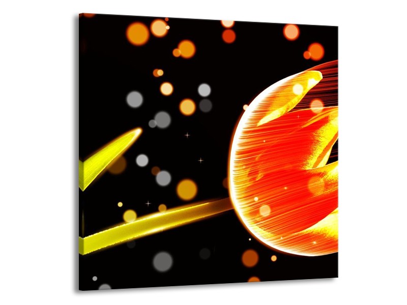 Canvas schilderij Tulp | Oranje, Zwart | 50x50cm 1Luik