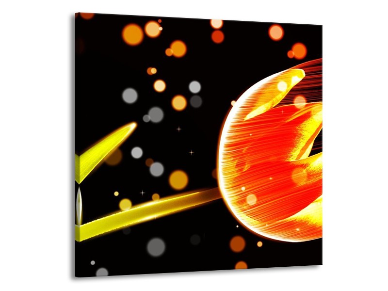Canvas schilderij Tulp | Oranje, Zwart | 70x70cm 1Luik