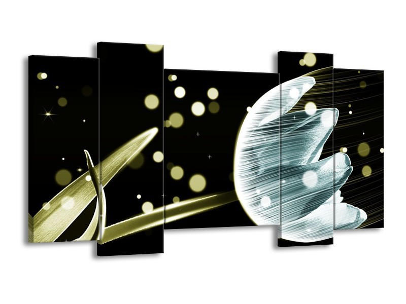 Canvas schilderij Tulp | Blauw, Zwart | 120x65 5Luik