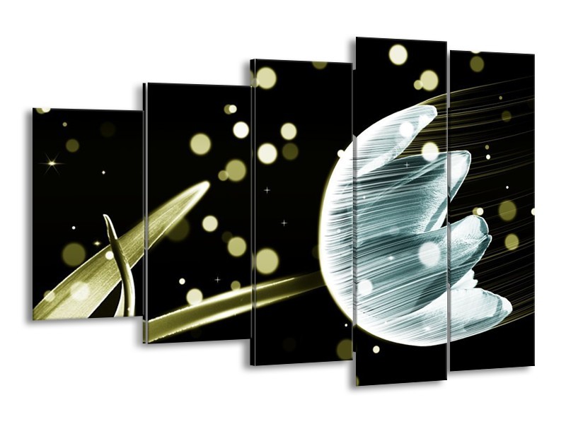 Canvas schilderij Tulp | Blauw, Zwart | 150x100cm 5Luik