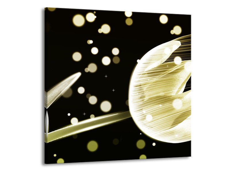 Canvas schilderij Tulp | Geel, Zwart | 70x70cm 1Luik