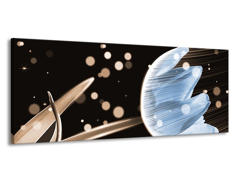 Canvas schilderij Tulp | Blauw, Zwart | 145x58cm 1Luik