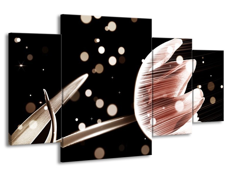 Canvas schilderij Tulp | Bruin, Zwart | 160x90cm 4Luik