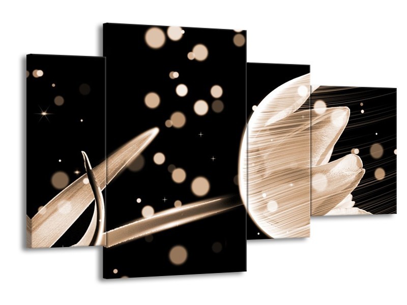 Glas schilderij Tulp | Bruin, Zwart | 120x75cm 4Luik