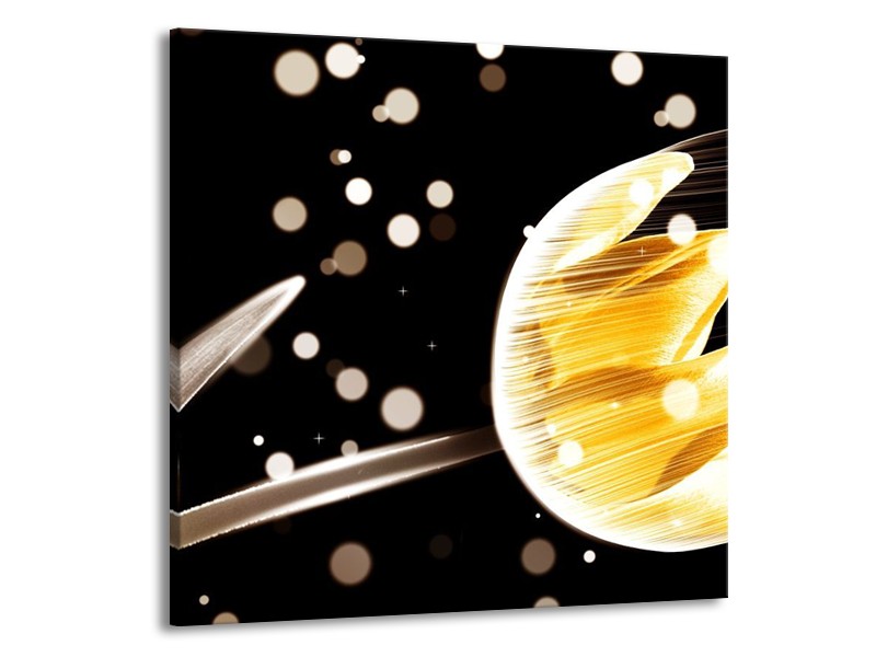 Canvas schilderij Tulp | Geel, Zwart | 50x50cm 1Luik