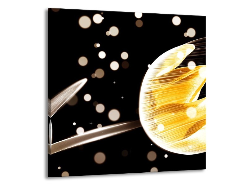 Canvas schilderij Tulp | Geel, Zwart | 70x70cm 1Luik
