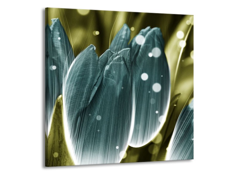 Canvas schilderij Tulp | Blauw, Grijs | 50x50cm 1Luik