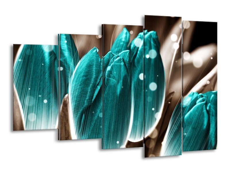 Canvas schilderij Tulp | Blauw, Grijs | 150x100cm 5Luik