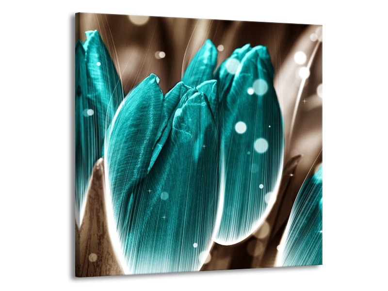 Canvas schilderij Tulp | Blauw, Grijs | 50x50cm 1Luik