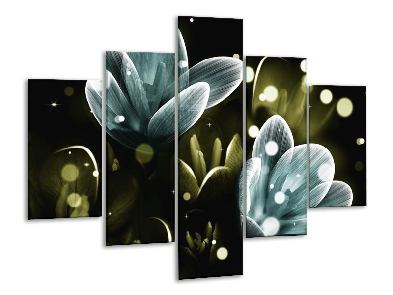 Canvas schilderij Krokus | Blauw, Groen | 100x70cm 5Luik