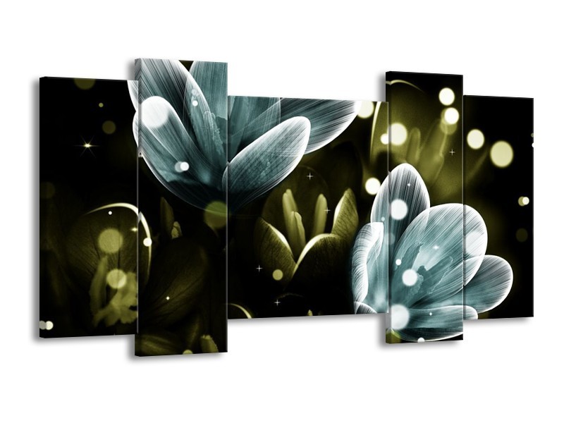 Canvas schilderij Krokus | Blauw, Groen | 120x65 5Luik