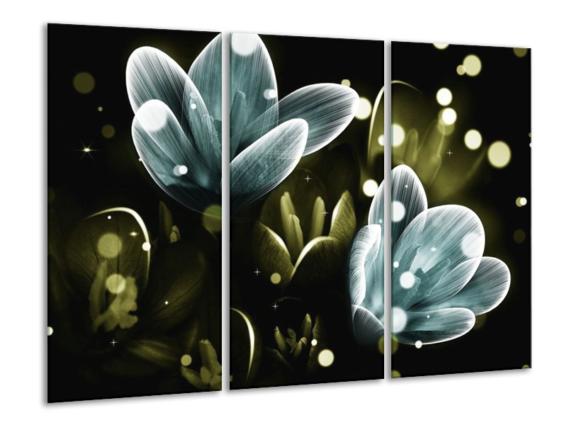Canvas schilderij Krokus | Blauw, Groen | 120x80cm 3Luik