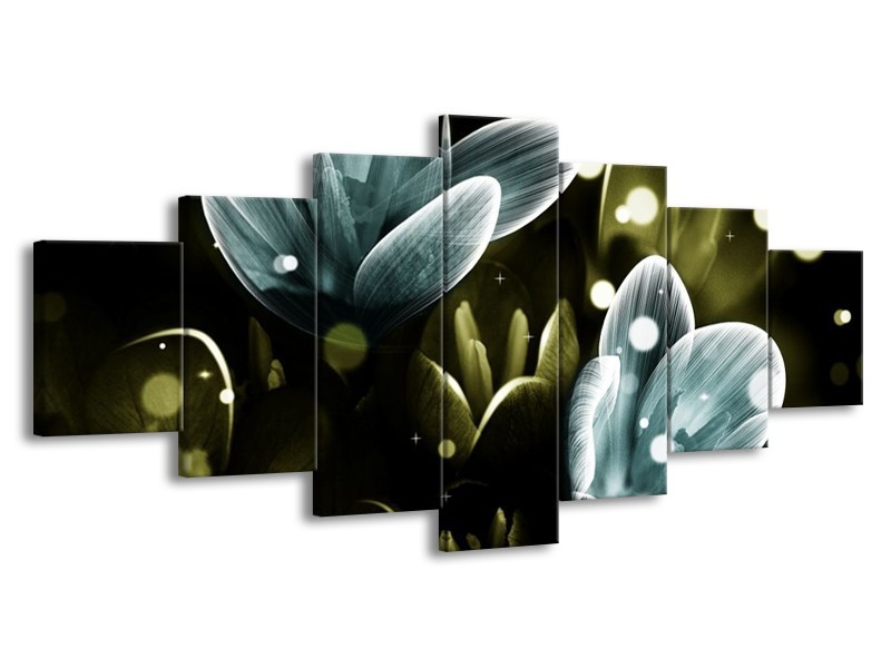 Canvas schilderij Krokus | Blauw, Groen | 210x100cm 7Luik