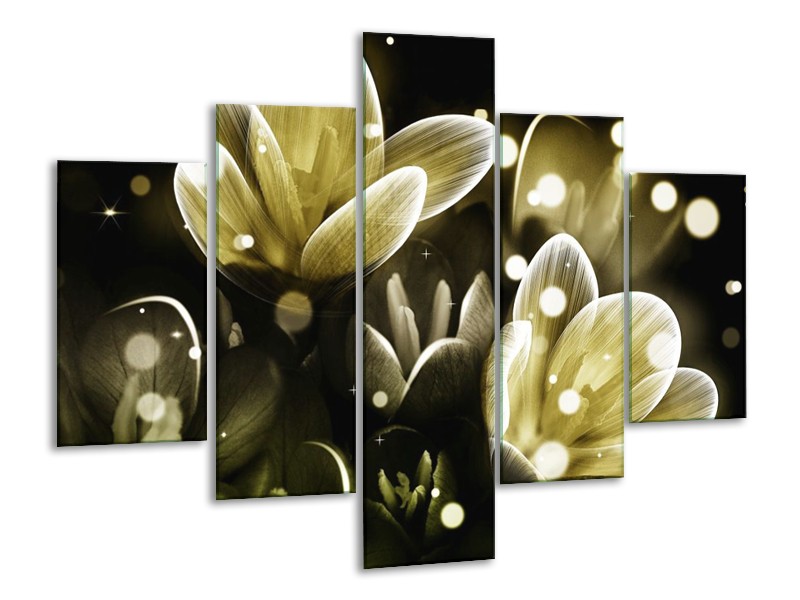 Canvas schilderij Bloem | Geel, Groen | 100x70cm 5Luik