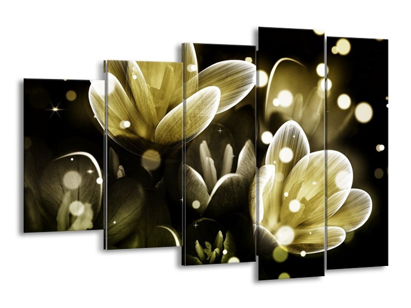 Canvas schilderij Bloem | Geel, Groen | 150x100cm 5Luik