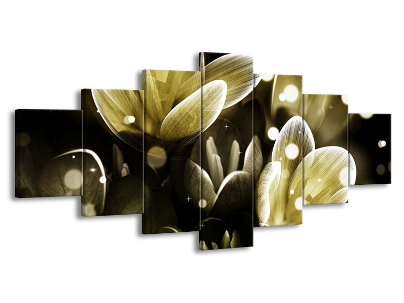 Canvas schilderij Bloem | Geel, Groen | 210x100cm 7Luik