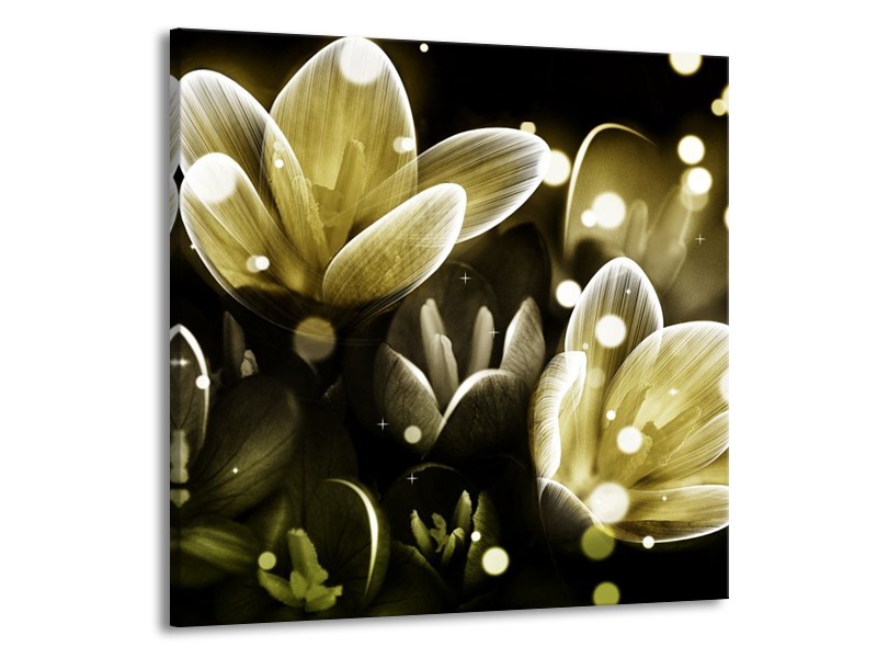 Glas schilderij Bloem | Geel, Groen | 50x50cm 1Luik